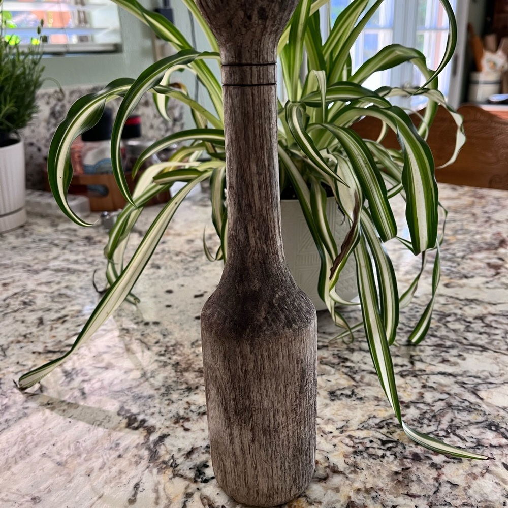 Rustic Weathered Wood Decorative Bottle Vase - Gray Brown